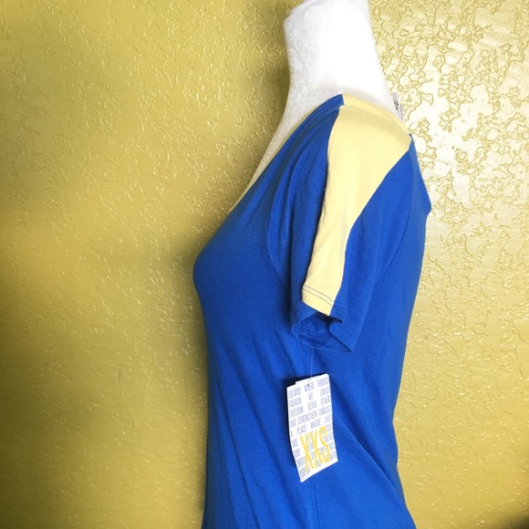 NWT Lularoe Classic Tee Blue Yellow Size XXS - Picture 2 of 5